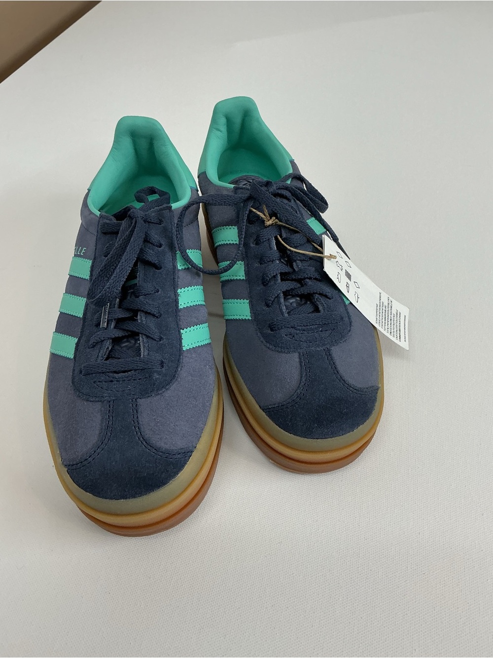 adidas Gazelle Women’s Navy and Teal Platform Sneakers - Picture 8 of 8